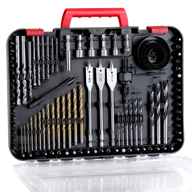 AVID POWER Drill & Driver Bit Set, 100 Pcs Combo Kit with Storage Case-Red
