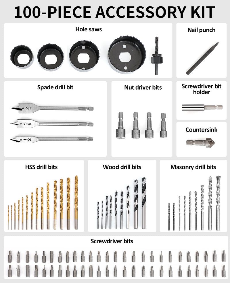 AVID POWER Drill & Driver Bit Set, 100 Pcs Combo Kit with Storage Case-Red