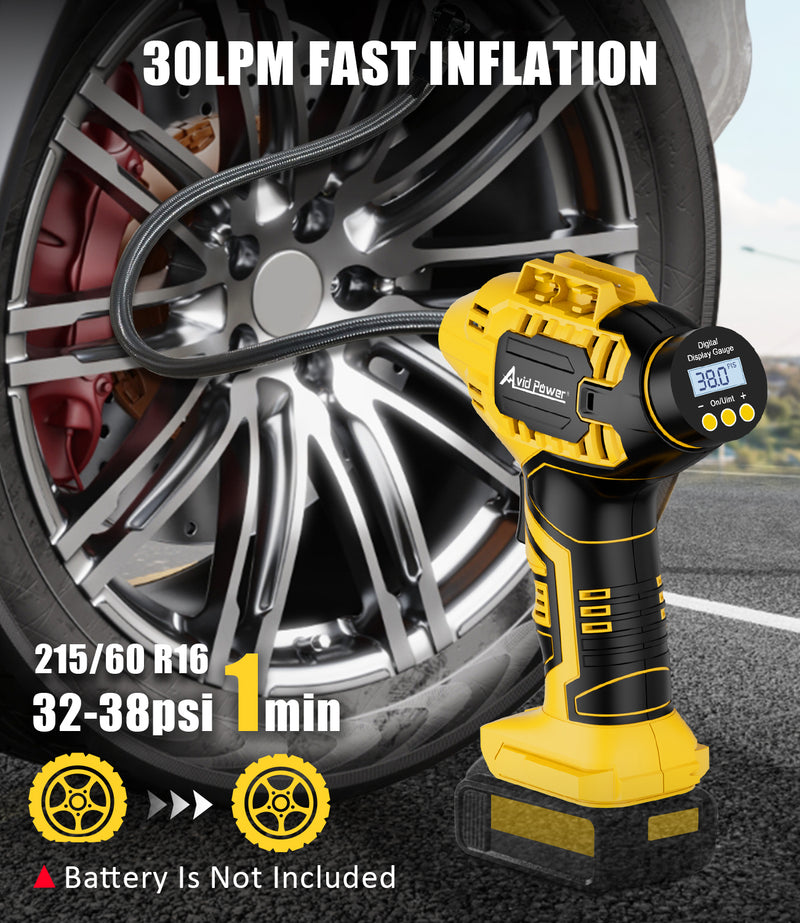 AVID POWER Cordless Tire Inflator (Bare Tool), Compatible with DeWalt 20V Max Batteries of DCB Series, Portable Air Compressor w/ Digital Pressure Gauge, Air Pump for Car, Bike, Motorcycle, Ball