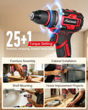 AVID POWER 20V Cordless Brushless Drill & Impact Driver Combo Kits with Bag