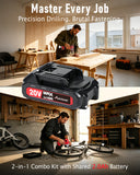 AVID POWER 20V Cordless Brushless Drill & Impact Driver Combo Kits with Bag