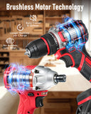 AVID POWER 20V Cordless Brushless Drill & Impact Driver Combo Kits with Bag