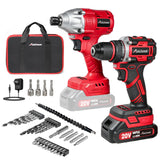 AVID POWER 20V Cordless Brushless Drill & Impact Driver Combo Kits with Bag