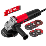 Avid Power Angle Grinder 7.5-Amp 4-1/2 inch with 2 Grinding Wheels, 2 Cutting Wheels, Flap Disc and Auxiliary Handle