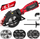 Avid Power Circular Saw, 4-1/2" Compact Electric Circular Saw 6.2A with 6 Saw Blades, Laser Guide, Scale Ruler, Ideal for Wood, Soft Metal, Tile, and Plastic Cuts